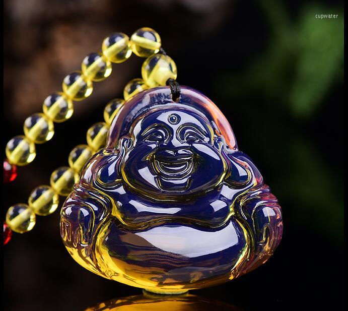 

Pendant Necklaces Natural Dome Lanpo Buddha Sweater Chain Raw Mine Wax Necklace
