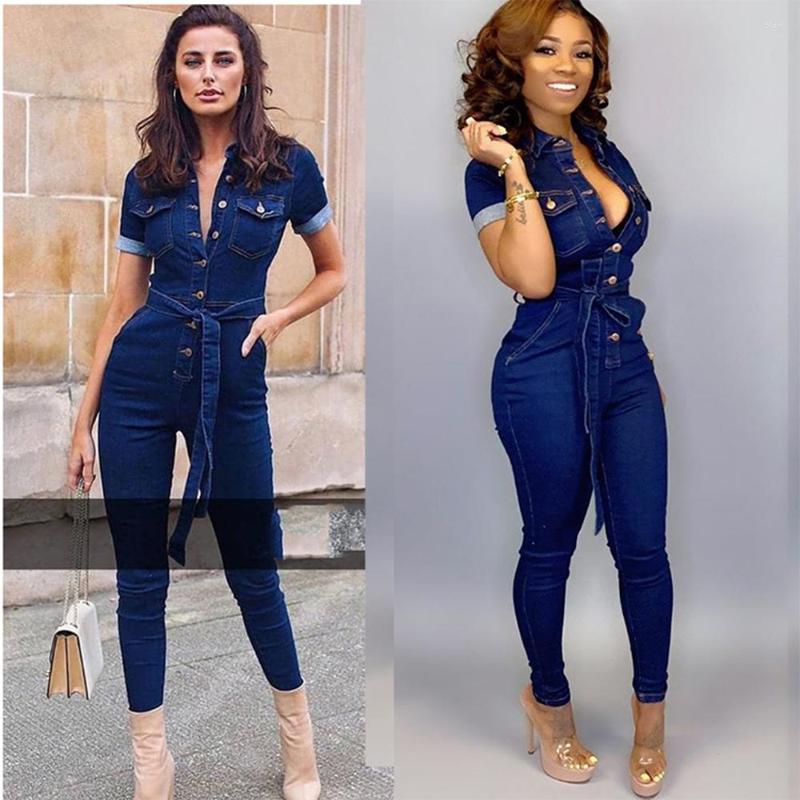 

Women's Jeans African Mom Jumpsuit Elastic Women's Fashion, Blue