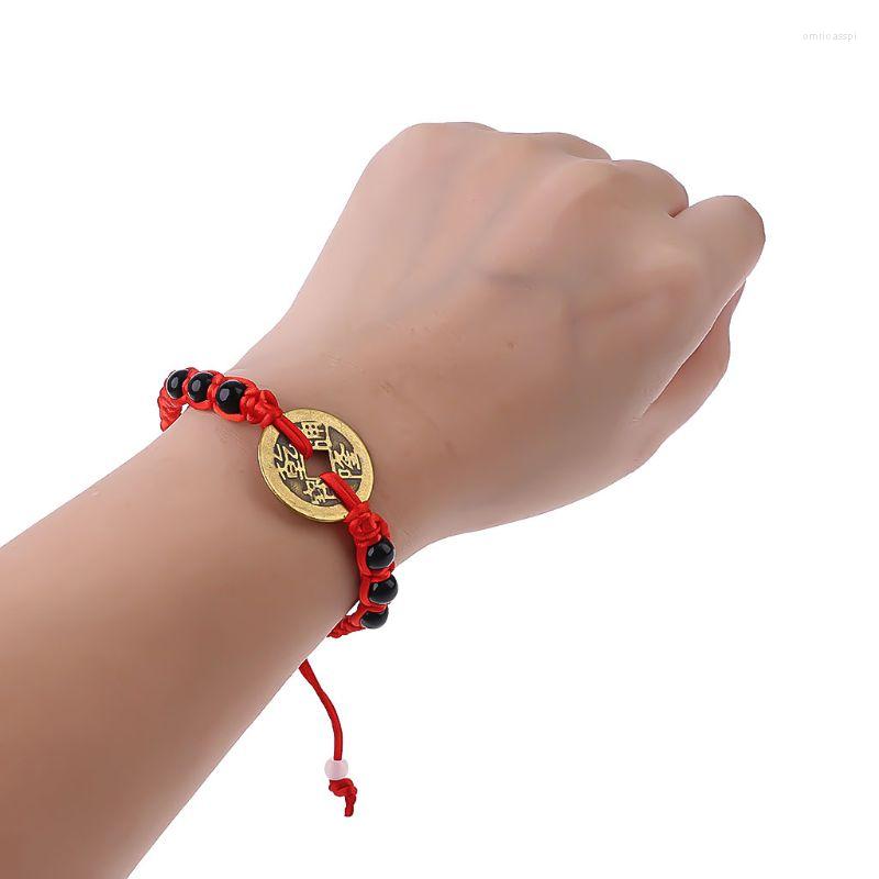 

Bangle Adjustable Lucky Braided Red String Bracelet Good Luck Handmade Ancient Coins Rope Gift For Male Female