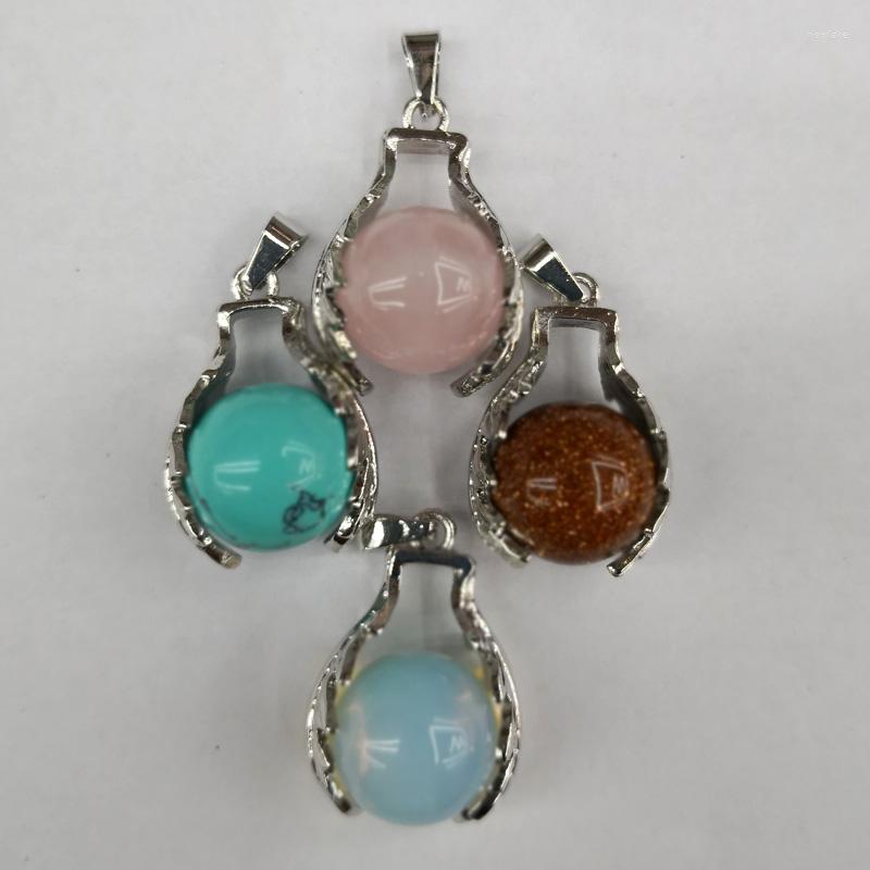 

Pendant Necklaces Fashion Natural Stone Alloy Ball Necklace For Making Jewelry Charm DIY Accessories 8pcs/lot