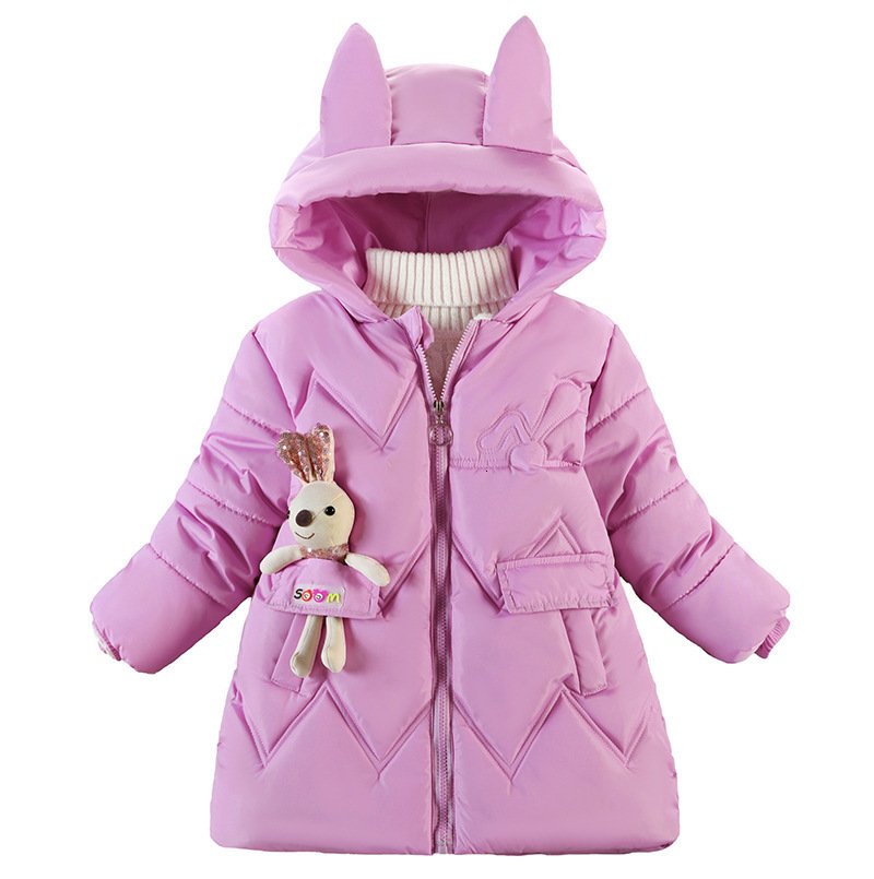 

Down Coat KEAIYOUHUO Winter Fashion Children Jacket Cute Rabbit Kid s Girl Thickened Fur Collar Baby Girl s Overcoat 221130, Pink