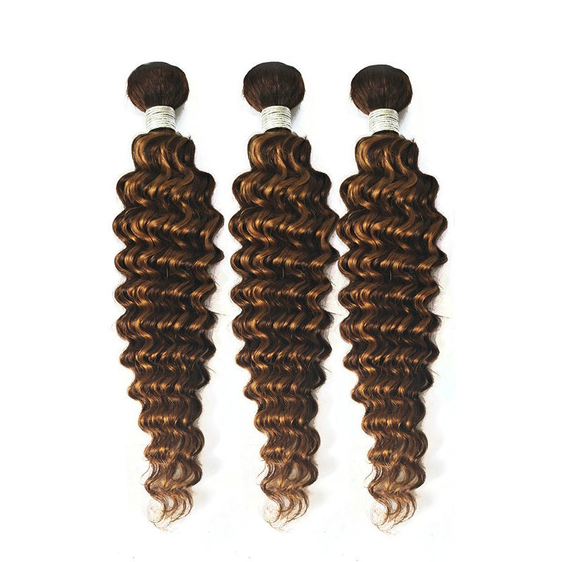 

Brazilian Human Hair Deep Wave 3 Bundles P4/27 Piano Color 10-30inch Curly Wefts 3 PCS