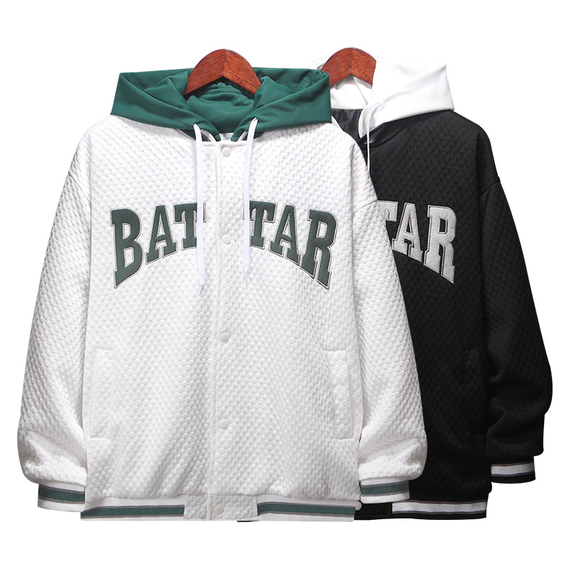 

Fashion Brand Casual and Loose Men' Down Parkas Fake Two Student Korean Port Style Baseball Uniforms Hooded Jackets, Aspic