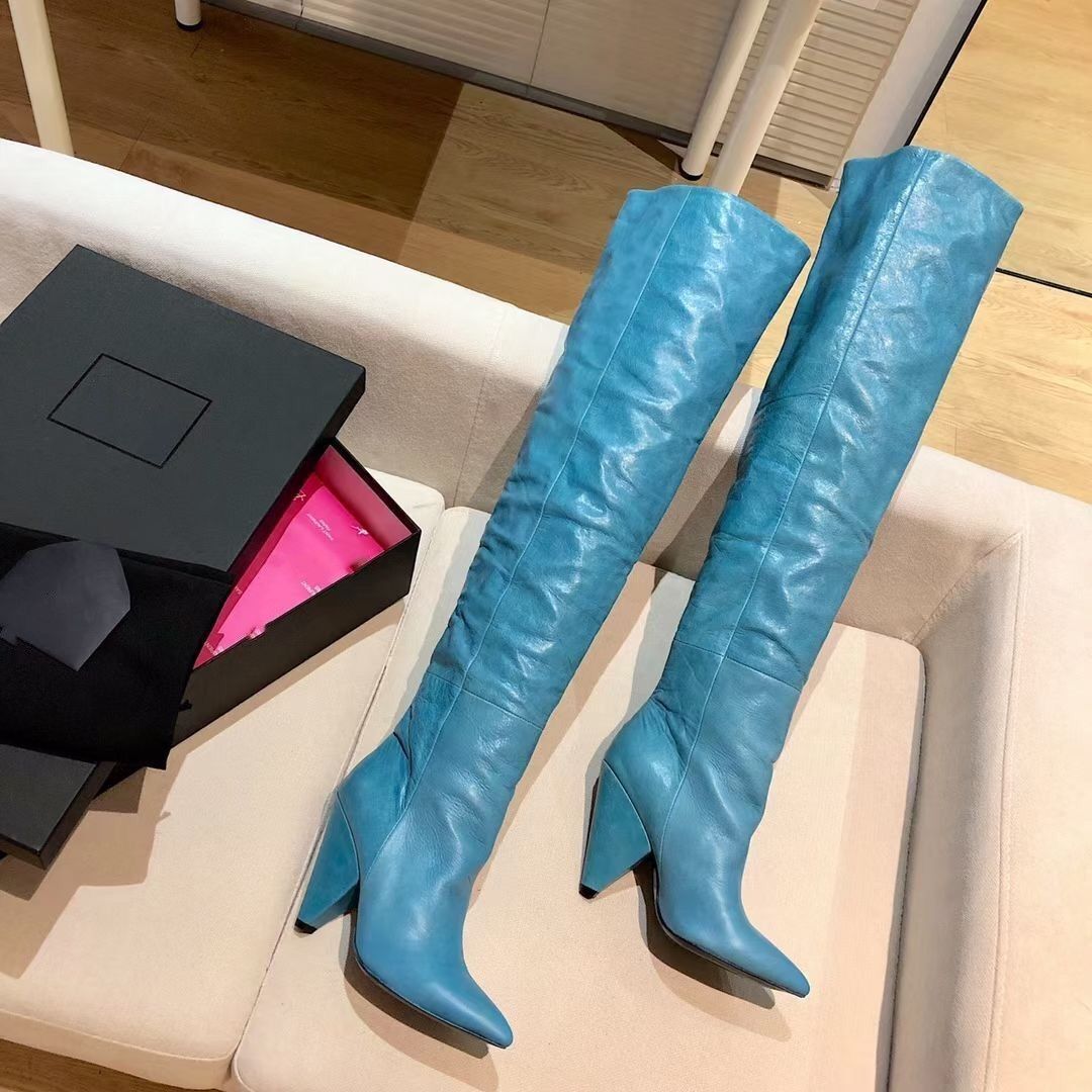 Bottines hautes de styliste pour femmes, en cuir verni véritable, bouton en métal, antidérapantes, talons mi-hauts, bottes compensées, mode, chau