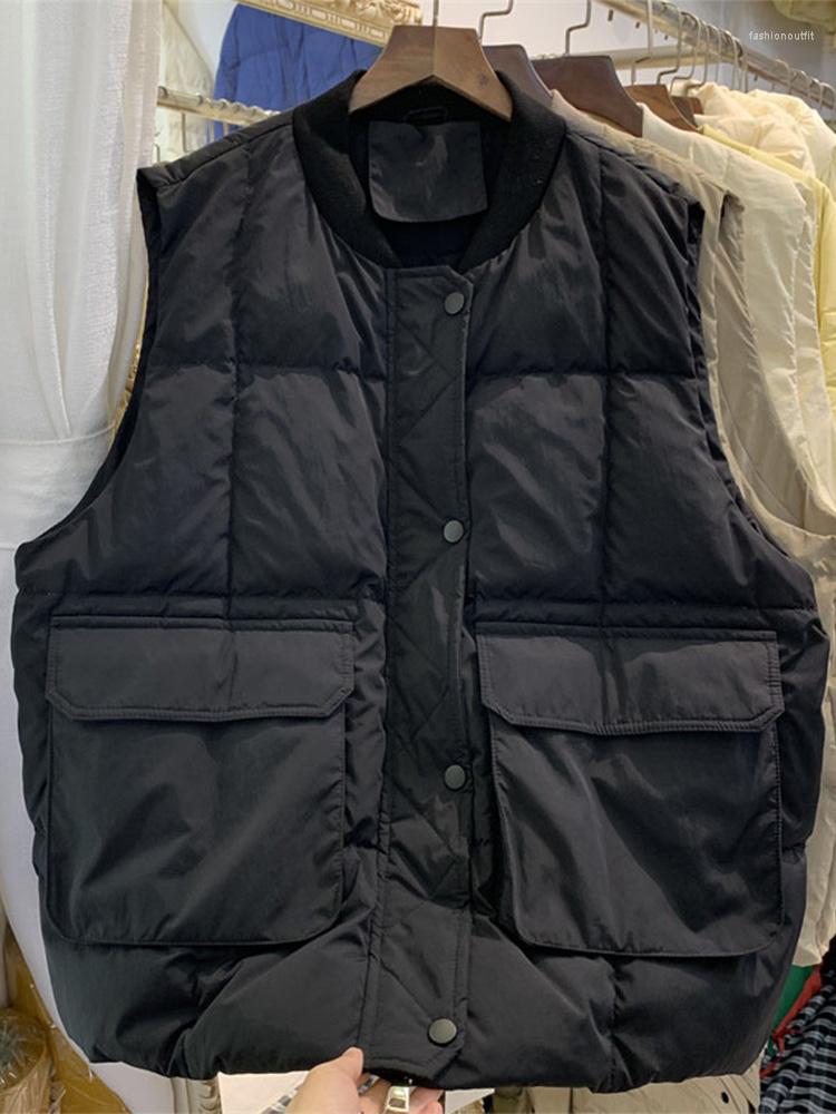 

Women' Vests Short Lagabogy 2023 Winter Vest Women Ultra Light White Duck Down Coat Female Puffer Jacket Loose Warm Waistcoat, Beige