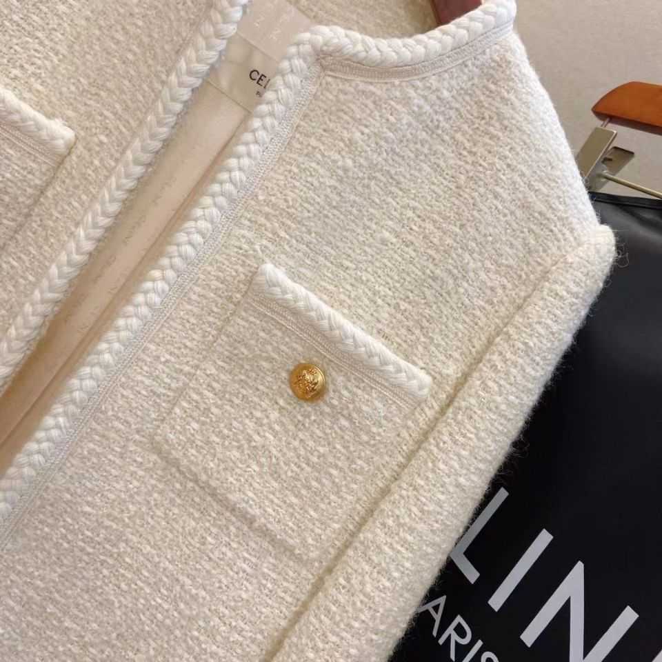 

Women's Jackets Coat Cell 22FW Celebrity Set 2022 Wool Senior Small ShortElegant Classic Fashion Designer Niche 31DW, Creamy-white