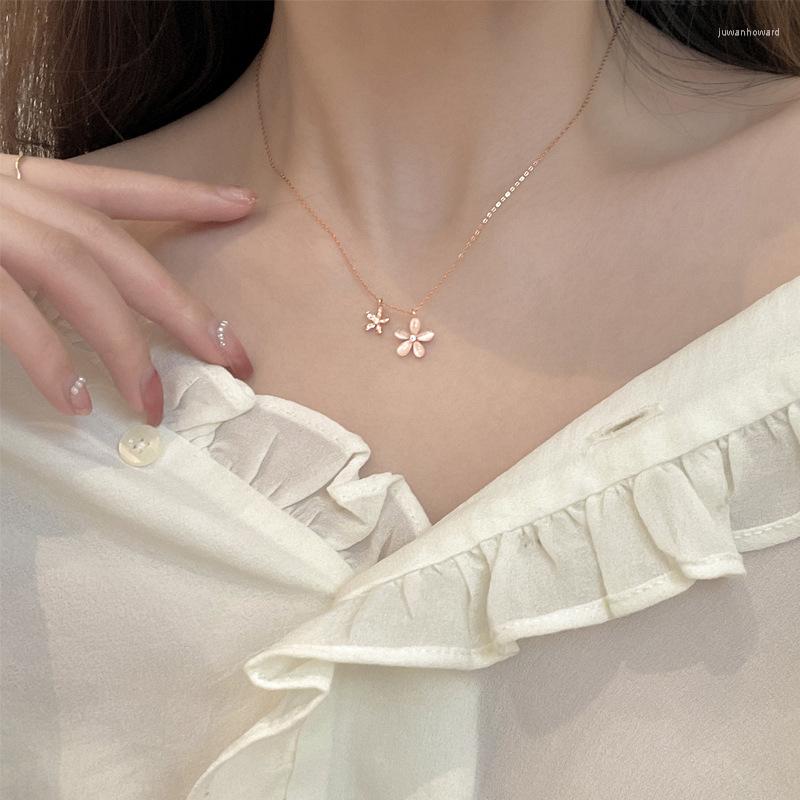

Chains PANJBJ Fashion Silver Color Small Daisy Flower Necklace Niche Design Clavicle Chain Female Sweet And Fresh Temperament
