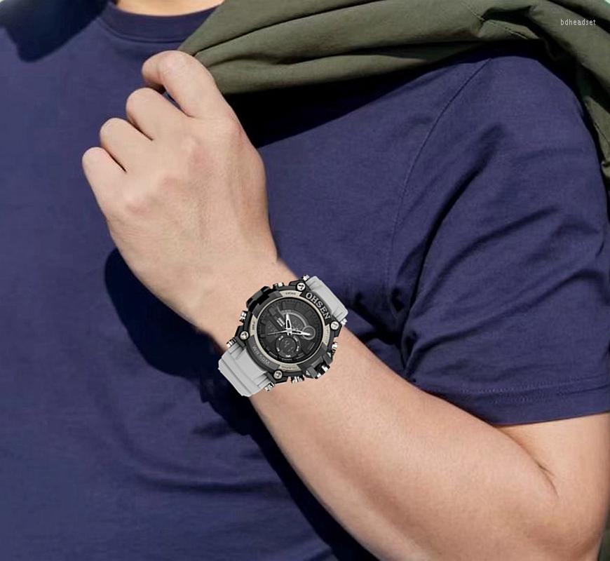 

Wristwatches Men Watches Digital Quartz Military Watch For 50M Diving Grey Fashion Outdoor Sport Tactical Wristwatch Relogio Masculino, White watch
