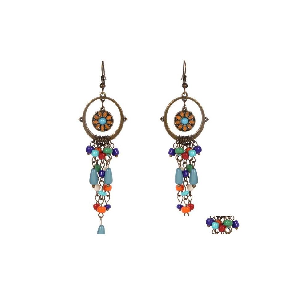 

Dangle Chandelier Antique Bronze Color Bohemia Flower Colorf Beads Tassel Vintage Earrings For Women Teens Girls Jewelry Bijouteri Dhjnx