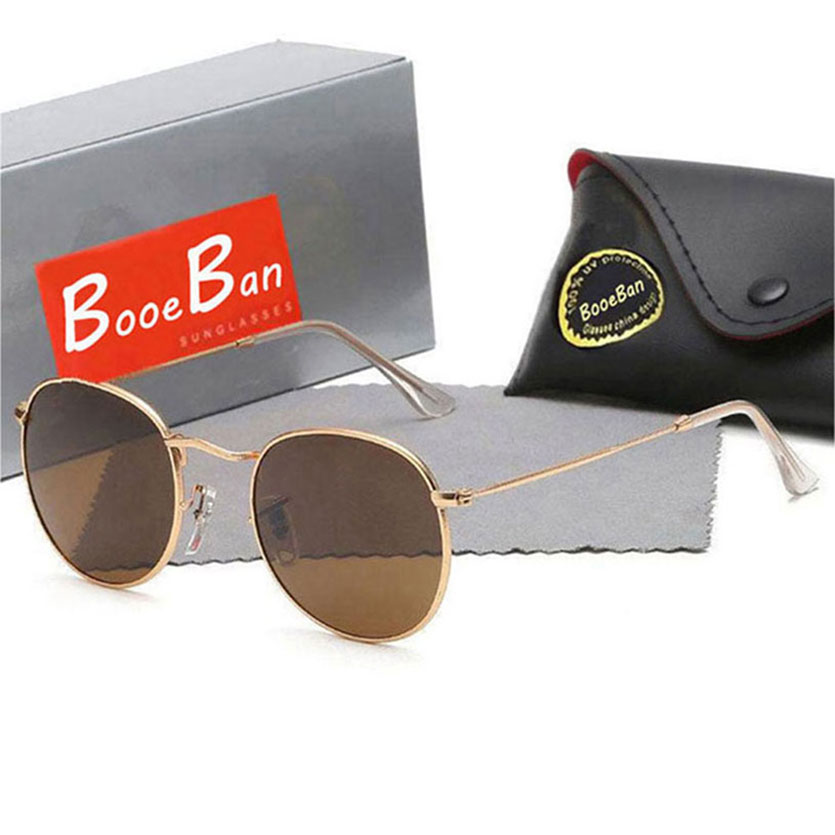Top qualité verre lentille lunettes Booe Ban hommes classique marque rétro femmes lunettes de soleil pilote luxe concepteur lunettes rondes lunet