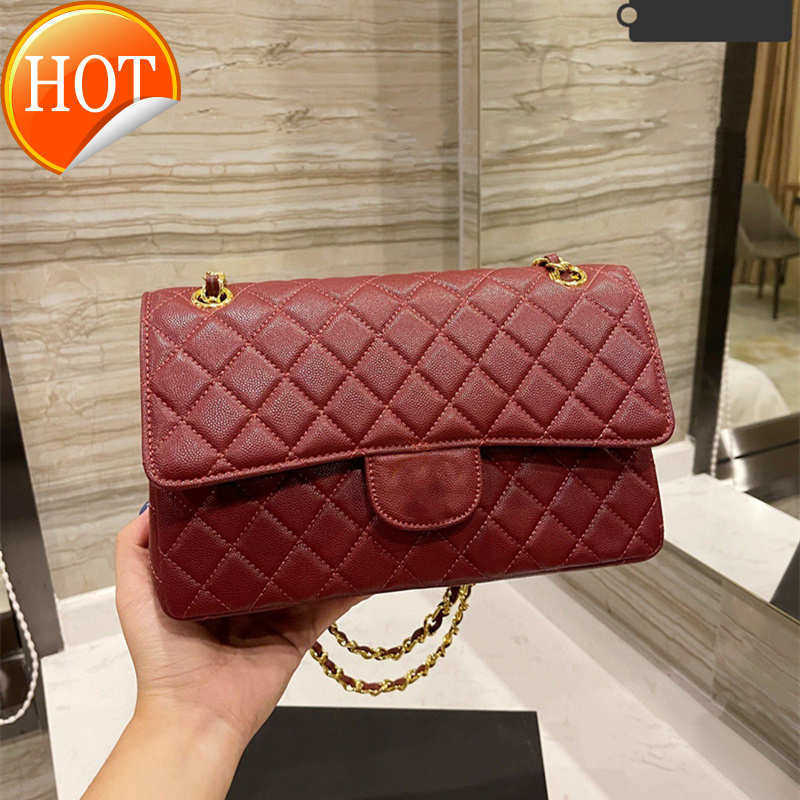 

Luxury Designers Shoulder Bags Tote Women's Fashion Top Leather Envelope Bag Fashion Gold and Silver Chain Shoulders Strap Crossbody Bag Factory Direct Sales, Wine red caviar genuine leather