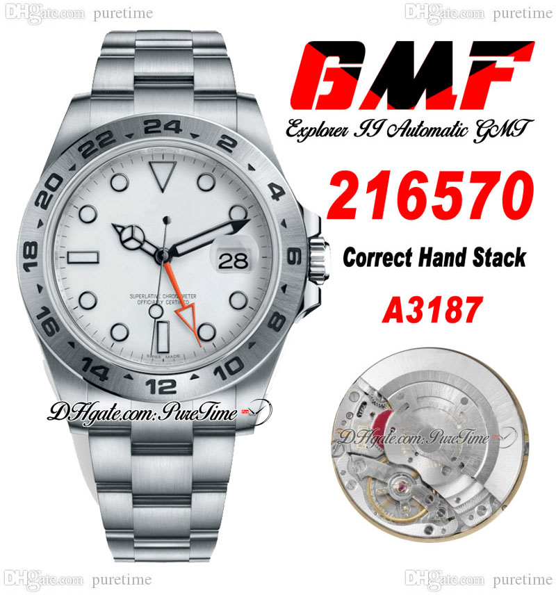 

GMF V4 Explorer II A3187 Automatic Mens Watch GMT M216570-0001 42mm White Dial 904L Oystersteel Bracelet Super Edition Watches Correct Hand Stack Puretime
