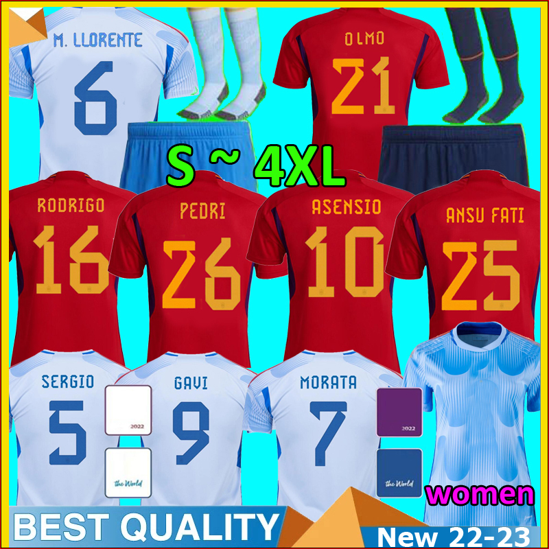 

2022 OLMO ANSU FATI MORATA Spain soccer jerseys Espana Camiseta de Futbol PEDI SERGIO FERRAN KOKE GAVI AZPILICUETA RAMOS football shirts men women kids kit sets, Kids home