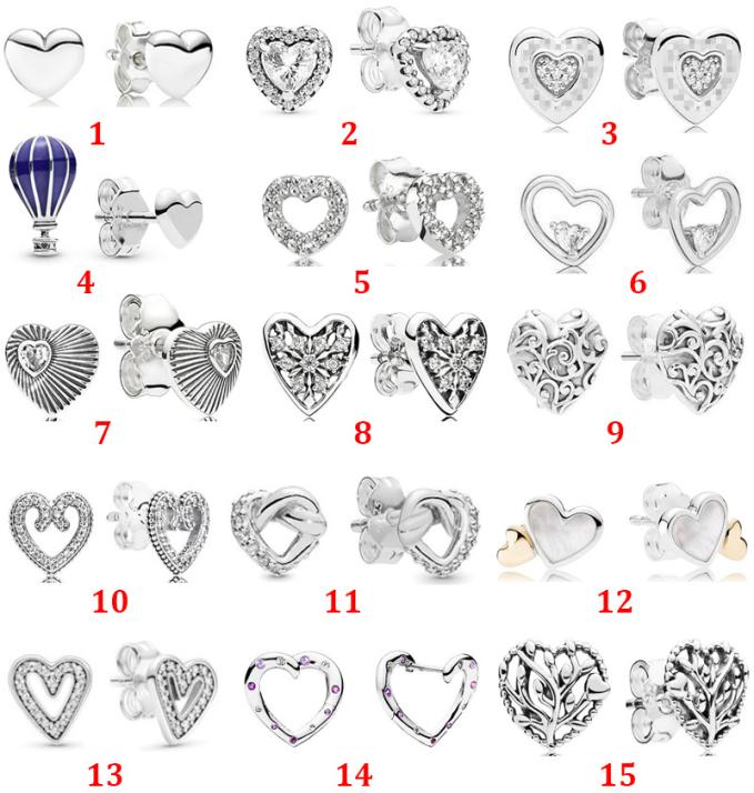 

Pandora Elevated Heart Stud Earring Knotted Fan Captured Hearts Pandora Style Earrings 925 Sterling Silver brincos Jewelry1797871