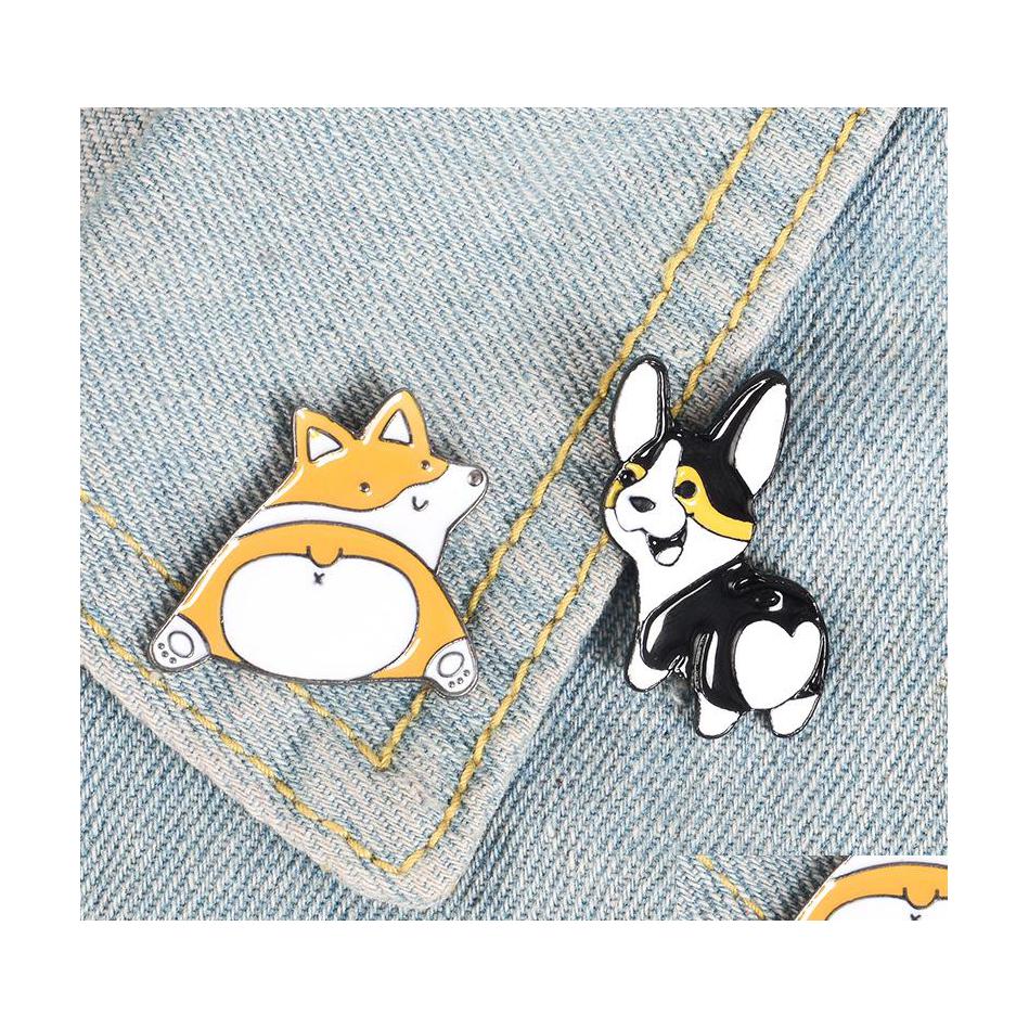 

Pins Brooches Corgi Butt Enamel Pins Sweety Cute Dogs Badge Brooch Bag Clothes Lapel Pin Cartoon Animal Jewelry Gift For Fans Kids F Dhizt