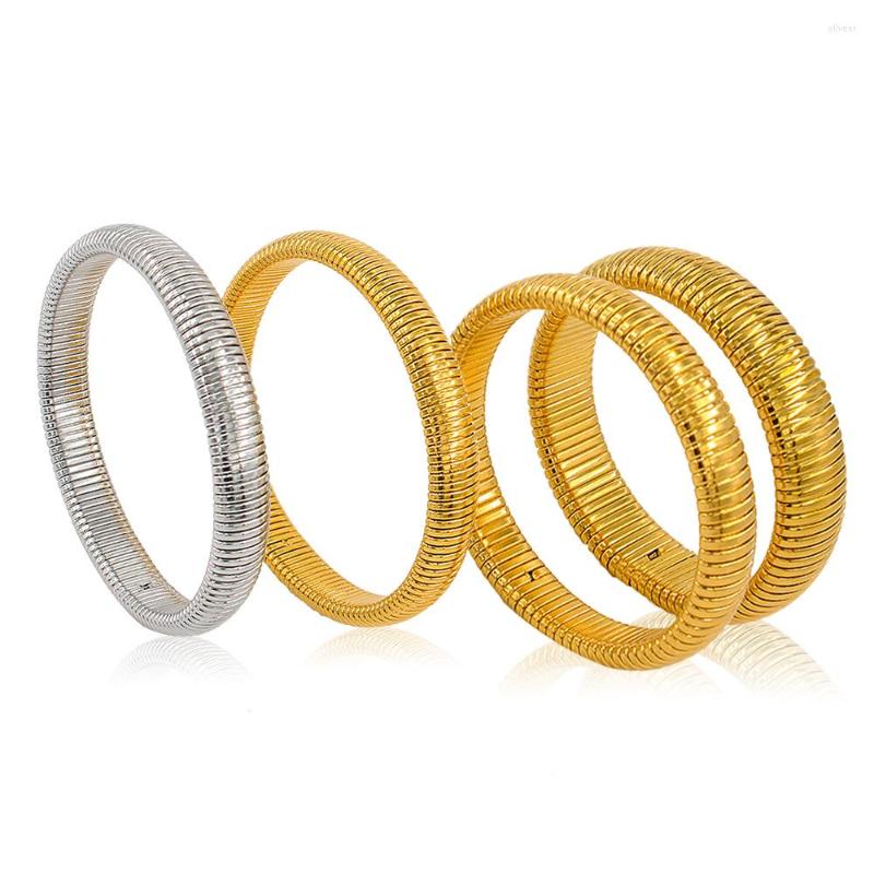 

Bangle Gold Color Elastic Bracelet For Women Punk Style Vintage Simple Design Hip Hop Spiral Girls YS157