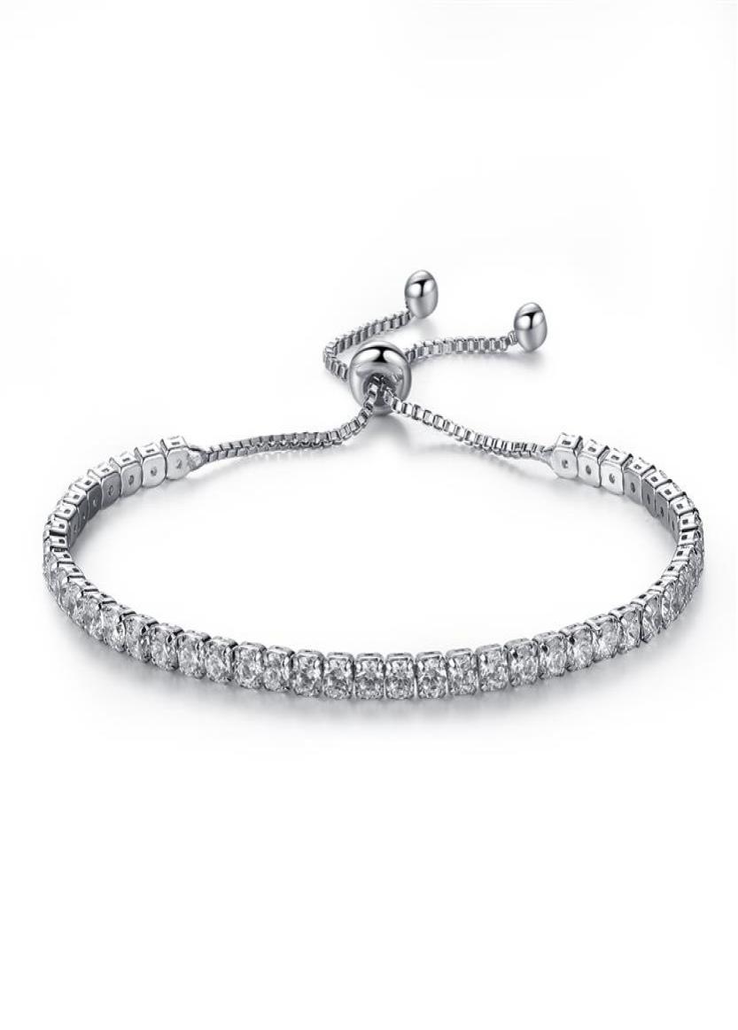 

Elegant Platinum Plated Bezel Set Cubic Zirconia Tennis Adjustable Bracelet263d9072128