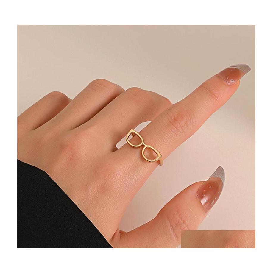 

Cluster Rings Europe Fashion Jewelry Fun Mini Glasses Ring Niche Design Opening Index Finger Lovers Rings Drop Delivery Dhmr6