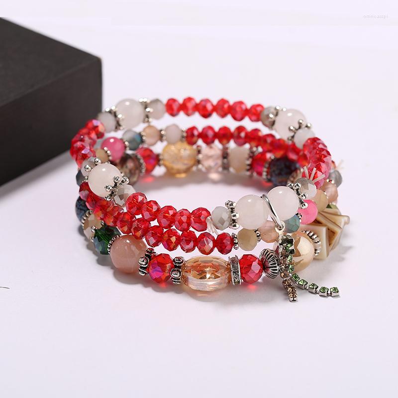 

Charm Bracelets 3Pcs/Set Bohemia For Women Vintage Crystal Beads & Bangles Pulsera Ethnic Femme Jewelry Gifts