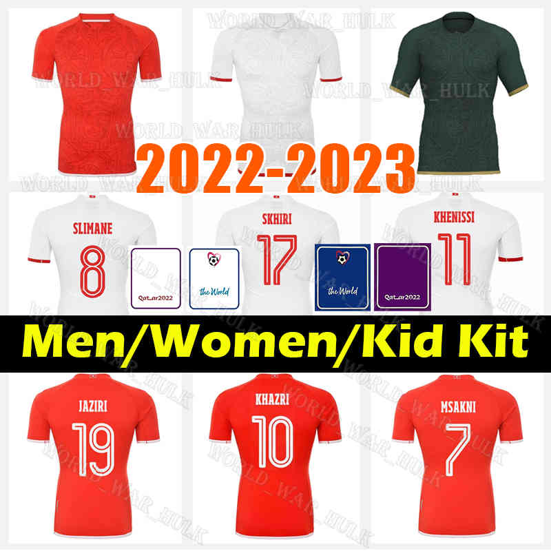 

2022 2023 Tunisia soccer jerseys Maillot tunisien SKHIRI KHAZRI MSAKNI MEJBRI SLITI KHENISSI BRONN BEN SAID SLIMANE MORTADHA ABDI Tunis Tunisian football shirts, Men 2022 jersey(tu ni si)+patch