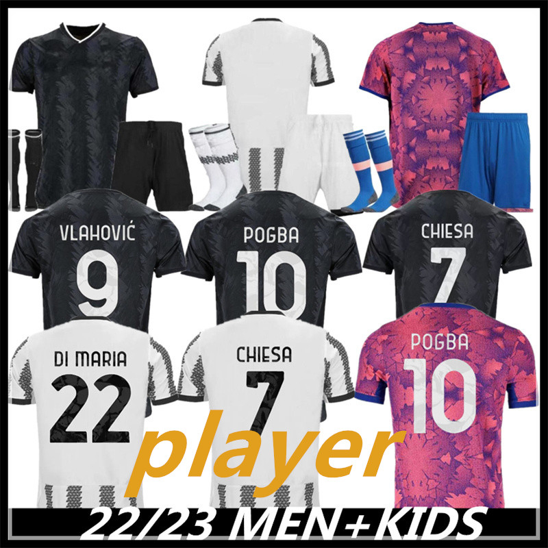 

22/23 JUVENTUSS Soccer Jerseys DI MARIA jersey POGBA BONUCCI VLAHOVIC McKENNIE Football Shirt PELLEGRINI Men Kids CHIESA ARTHUR maillot fans player 4XL 2022 2023, Yellow