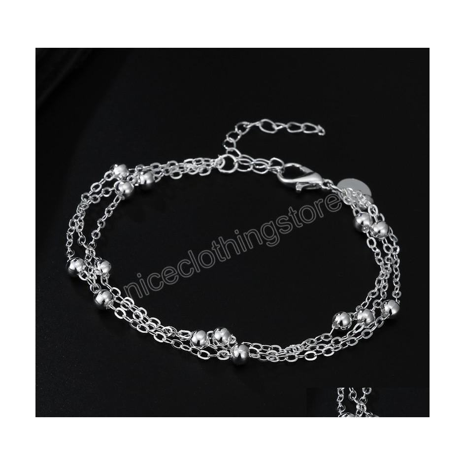

Charm Bracelets High Quality 925 Sier Color Tassel Beads Bracelets For Women Fashion Party Wedding Jewelry Luxury Gifts Drop Delivery Dhp8F