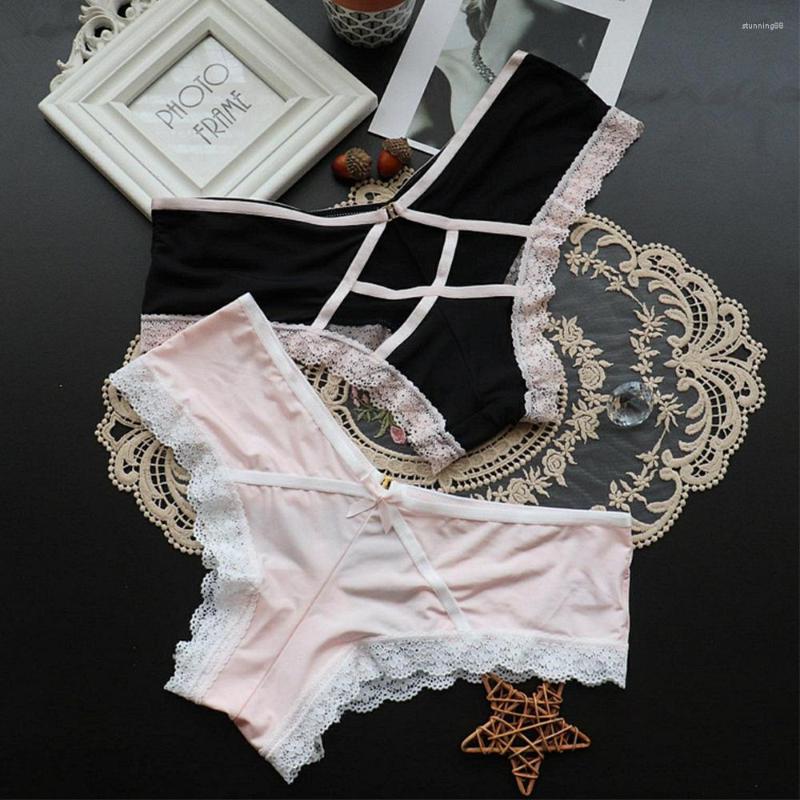 

Women's Panties Women's Sexy Lace Edge Cross Back Hole Perspective Low Waist Breathable Underwear Ladies Girl Briefs Clothing, Black