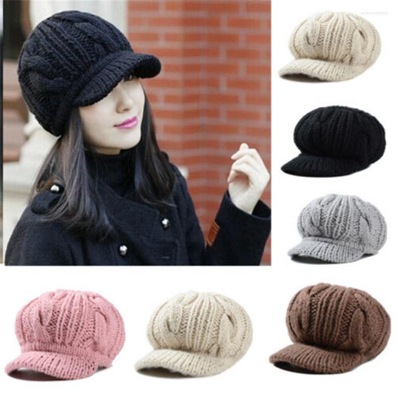 

Berets Winter Casual Vintage Outdoor Beanie Hat Skullcap Knitted Visor Beret, Black