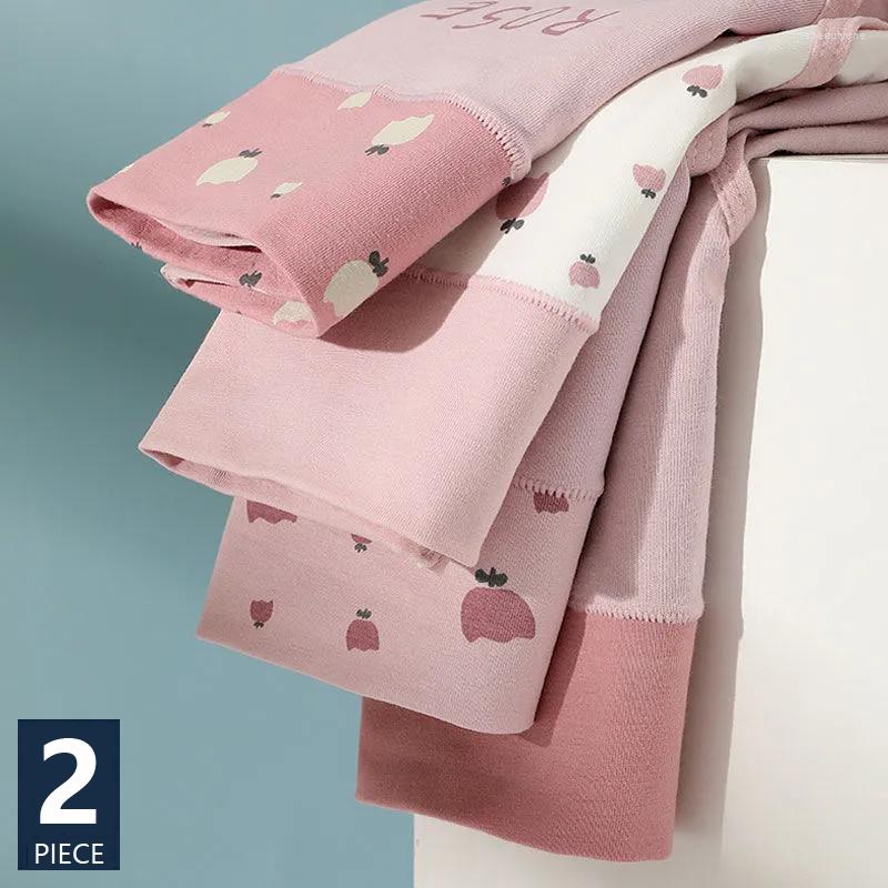 

Women's Panties High Waist Cotton Women Breathable Underwear Cute Print Girls Briefs Female Panty Soft Seamless Lingerie 2Pcs/Set, Set3