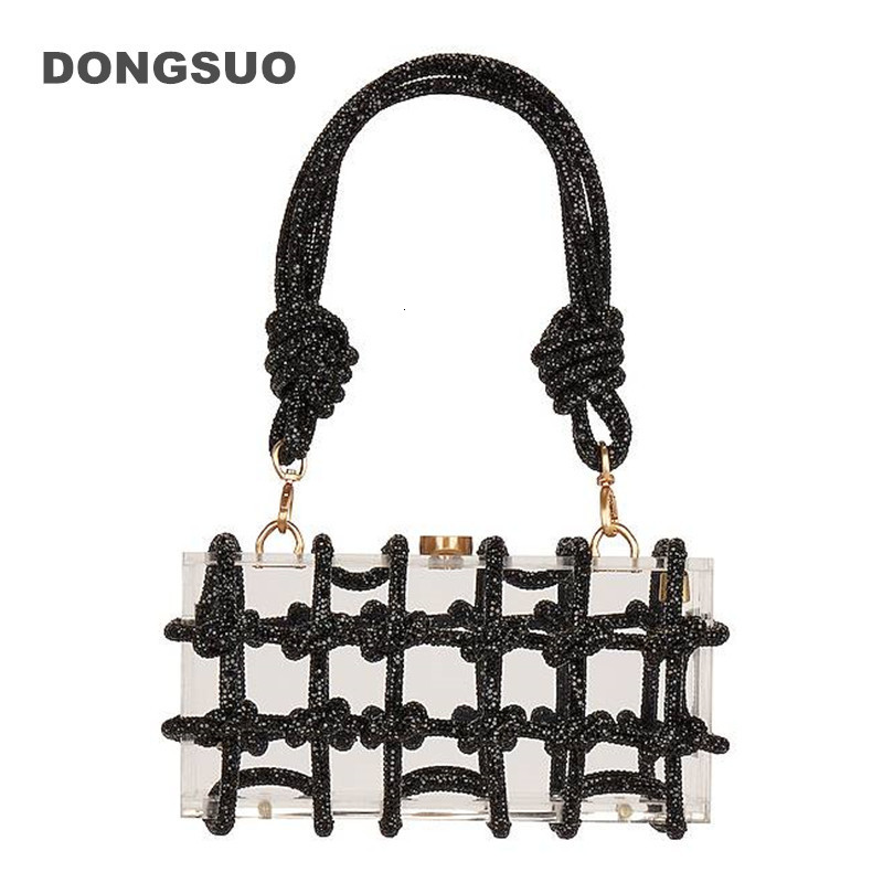 

Evening Bags Knot Handle Rhinestones Acrylic clutch Bag Designer clear shoulder bag Crystal Diamonds Dinner Party Wedding Purse 221130, Silver