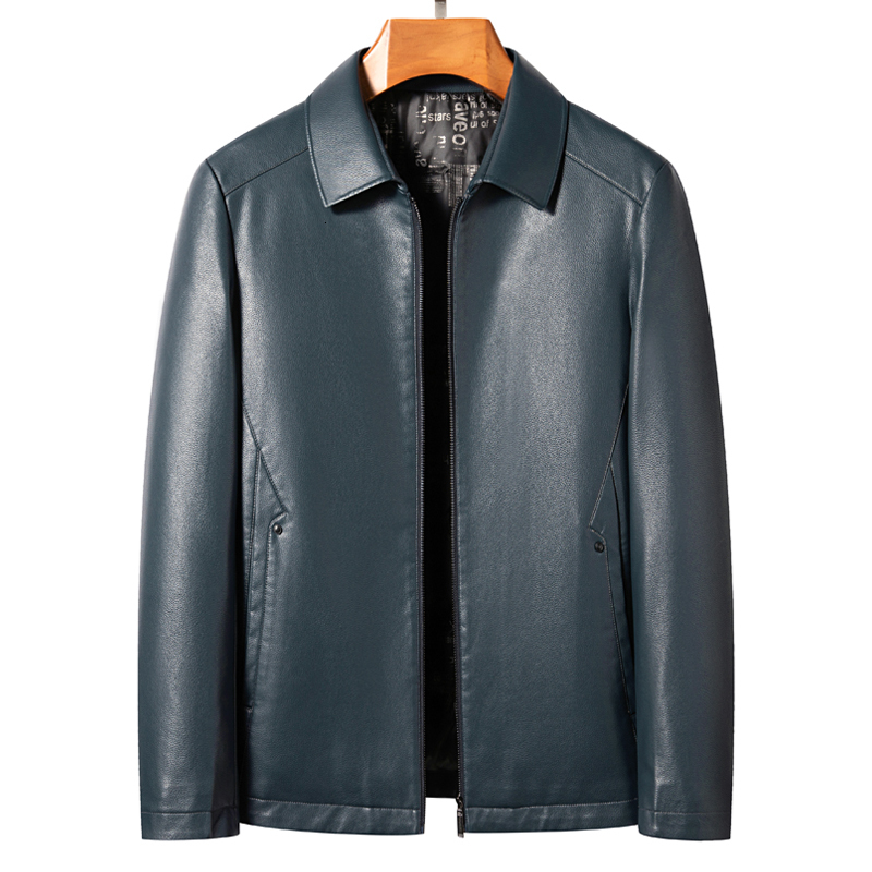 

Men's Leather Faux YN-2285 Winter Lapel Down Jacket Fashion Casual White Duck Liner Filled Warm Black Lake Blue Thick Coat 221130, 2285-black