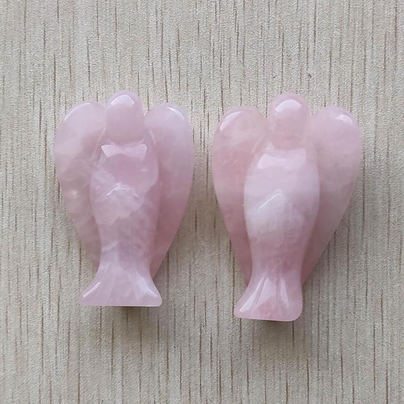 

Pendant Necklaces Wholesale 2pcs/lot No Hole Fashion Good Quality Natural Quartz Stone Carved Pink Angel Shape Pendants Jewelry
