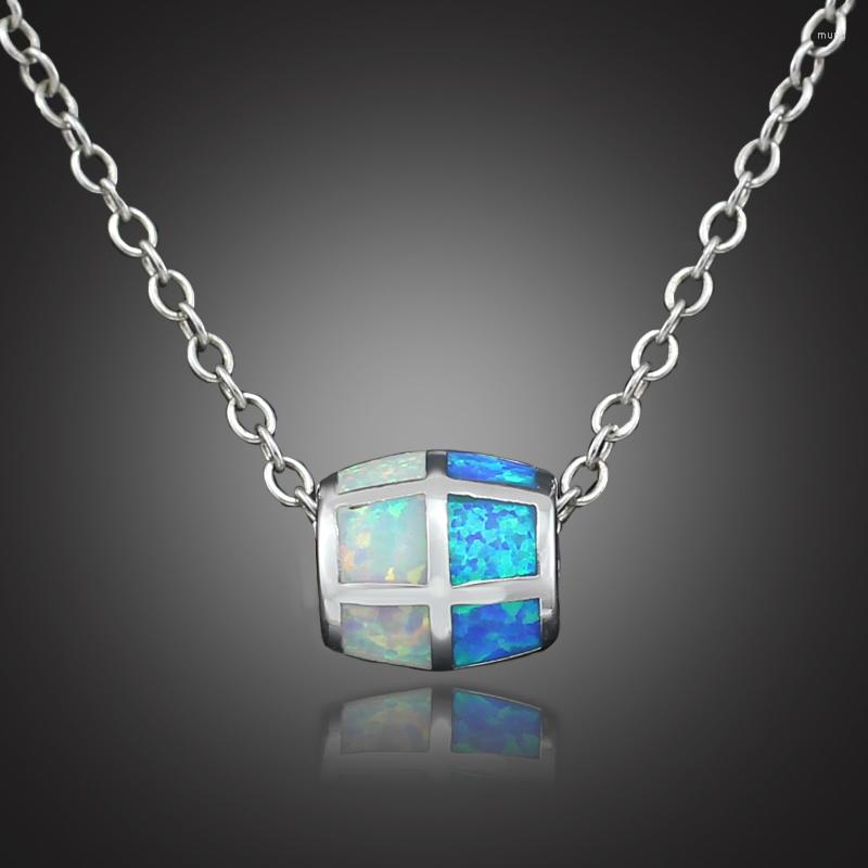 

Pendant Necklaces Bead Shape Blue White Fire Opal Copper Women Girls Lady OP352