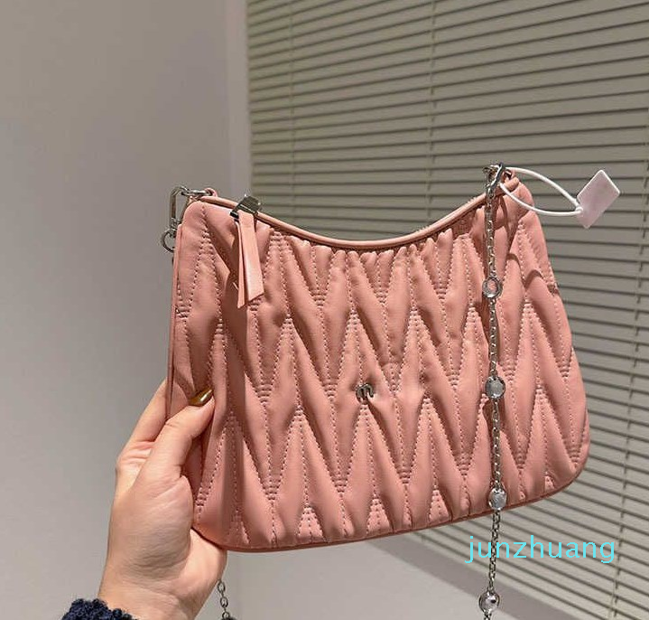 

Designer - Chain Bag designer handbags women messenger bags Fashion Pleating Shoulder Bag Texture Leather Purses, Mmbag pink