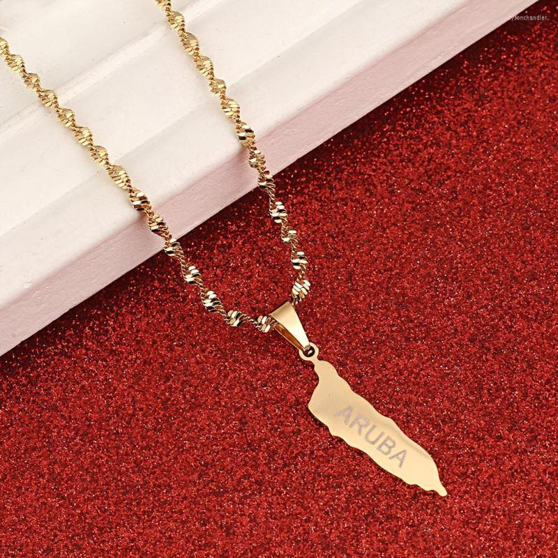 

Pendant Necklaces Stainless Steel Gold Color Aruba Map Necklace Caribbean Islands Maps Charm Jewelry