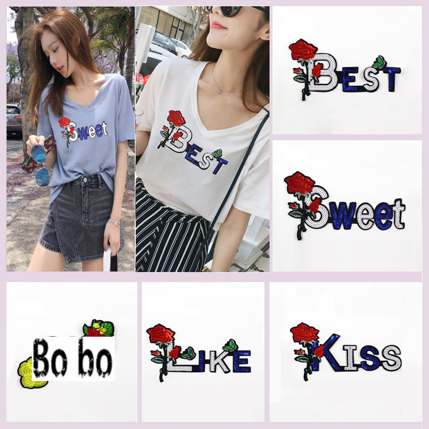 

English letter patch clothing nameplate decorative cloth ironed clothing badge