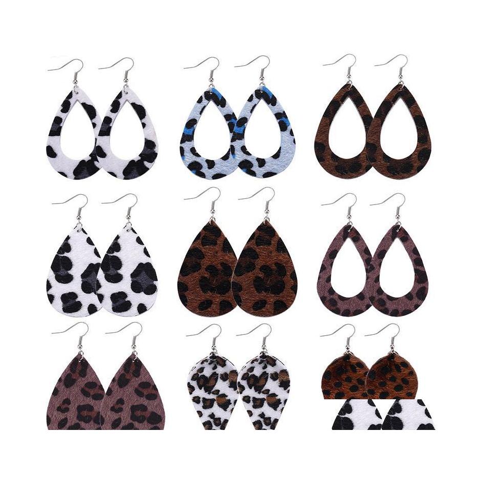 

Dangle Chandelier Christmas Waterdrop Leopard Leather Earrings Lattice Heart Pattern Dangle For Women Fashion Jewelry Drop Delivery Dhpyh