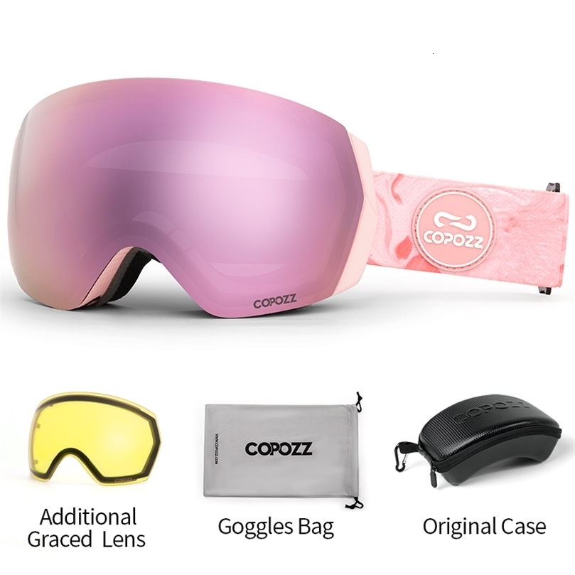 

Ski Goggles COPOZZ Men Women UV400 Antifog Eyewear Snow Glasses Adult Snowboard Goggle with Night Yellow Lens and Case Set 221130