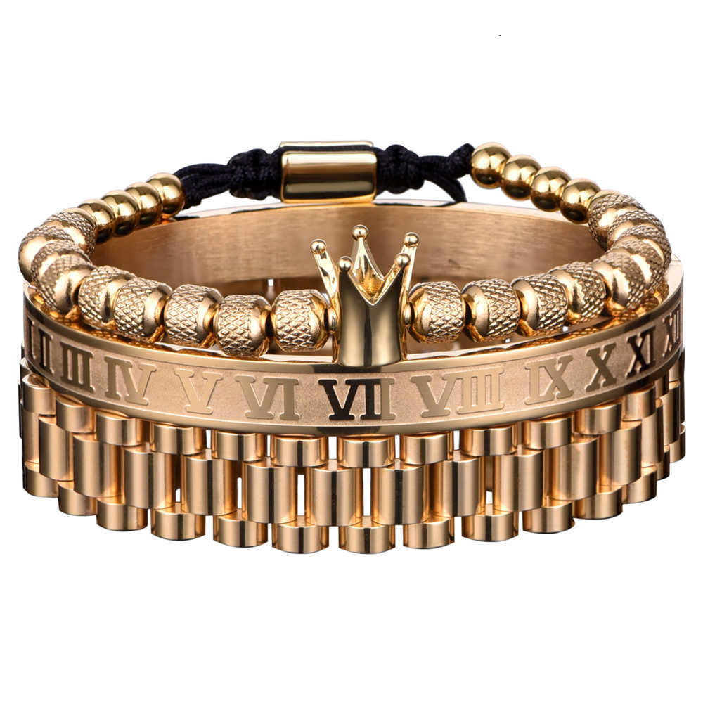 

Bracelet Chain Luxury Crown Roman Numeral 12mm Watch Band Stainless Steel Dudes Rollie Hip Hop Macrame Wristbands Men Jewelry