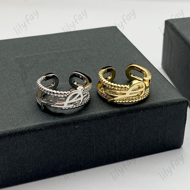 

Fashion Spiral Love Rings Designer Ring Luxury Jewelry Gold Letters Womens Shining Jewelry Men Y Adjustable Size 925 Silver With Box