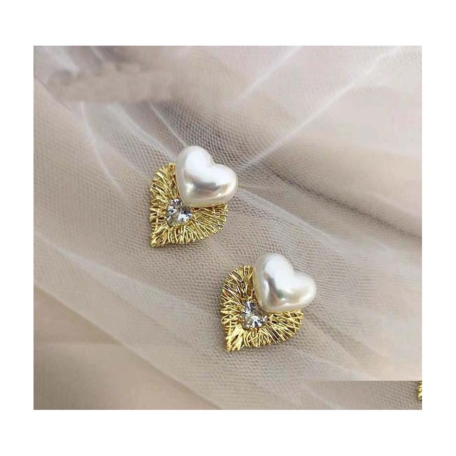 

Stud Fashion Jewelry S925 Sier Post Heart Earrings Lady Sweet Stud Drop Delivery Dhuv0