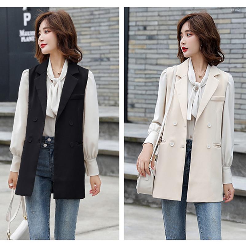 

Women' Vests Women' Sleeveless Vest Outer Blazer Suit Ladies Women Solid Color Top Fashion Jackets Female Windbreaker Apricot Black