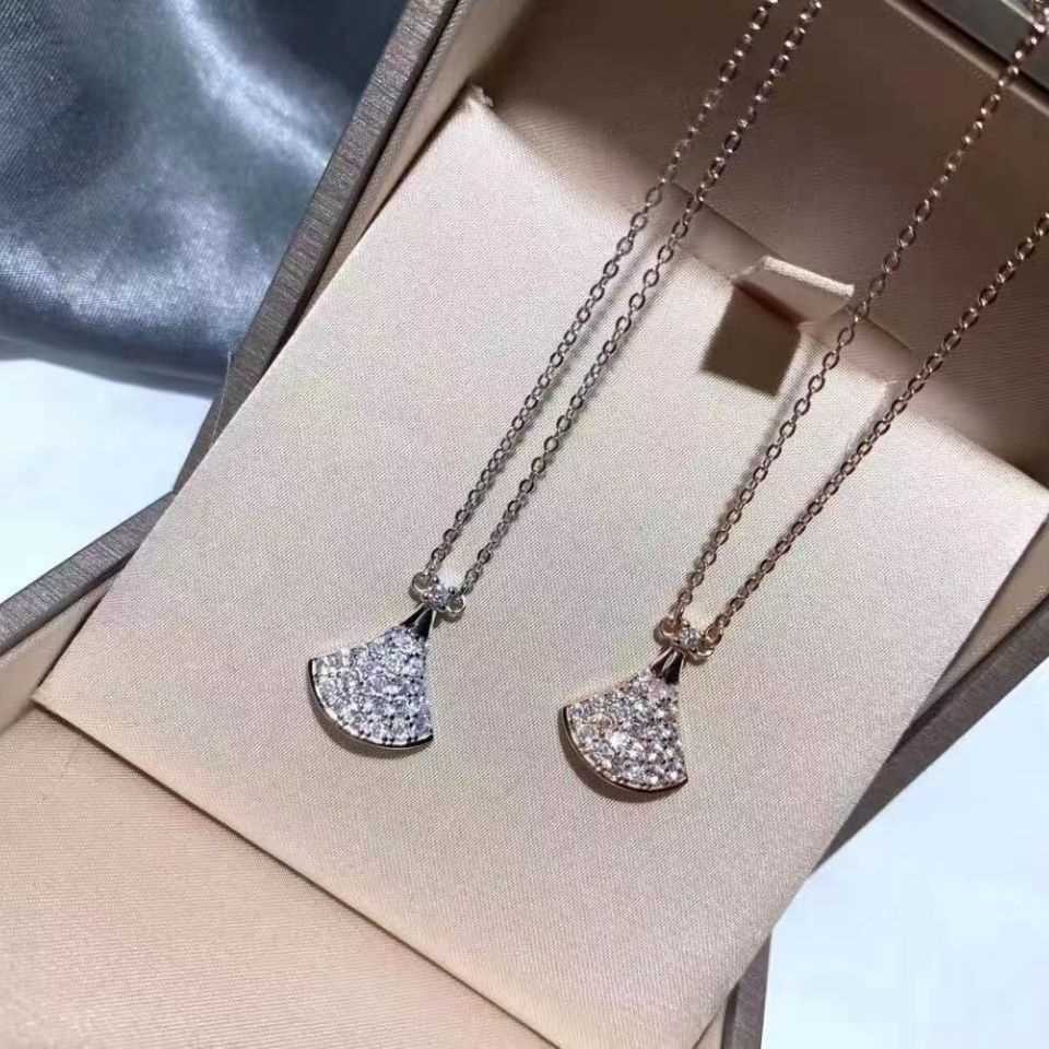 

Necklace woman Designer bulgar full diamond skirt necklace women's micro fan collar chain Korean version s925 does not fade