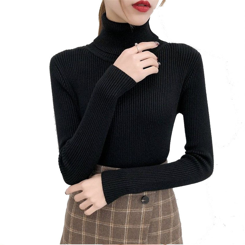 

Women's Sweaters Bonjean Autumn Winter Knitted Jumper Tops turtleneck Pullovers Casual Women Shirt Long Sleeve Tight Sweater Girls 221201, Wine
