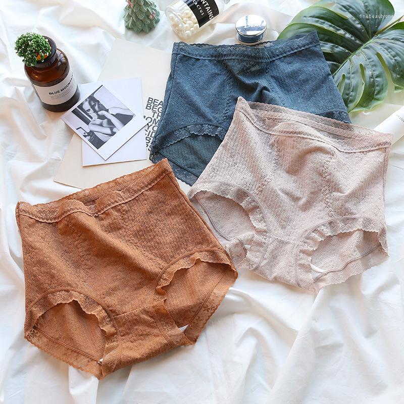 

Women's Panties Women's Sexy Lace And Mesh Material Hight Waist Breifs Smooth Seamless Underpants Sofe Breathalbe Female