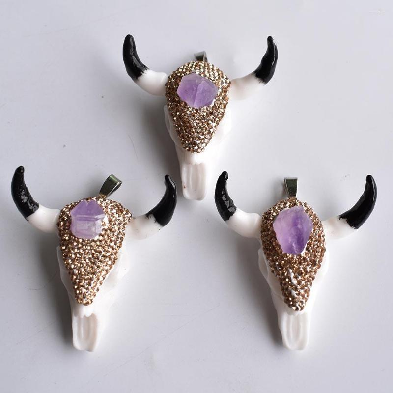 

Pendant Necklaces Wholesale 3pcs/lot Ox Head Crystal Bud And Bone Material For Jewelry Making DIY Necklace