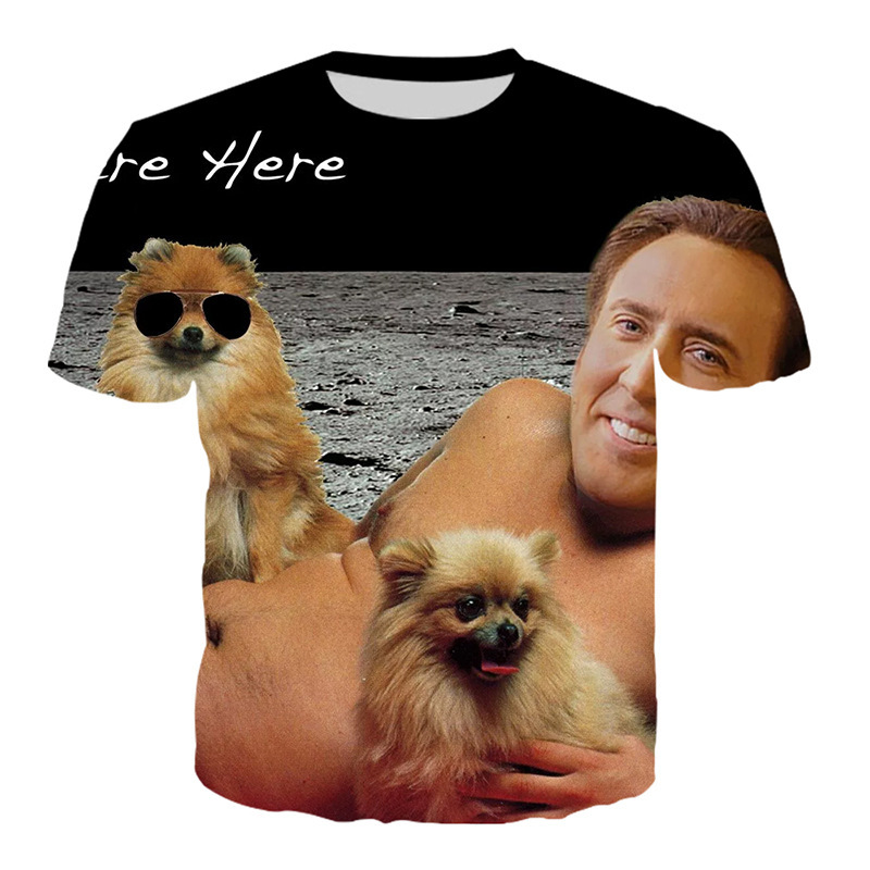 

Hip Hop Sportwear Punk Casual Loose Track Pants Autumn Men Cool Print Famous Actor Nicolas Cage 3d T-shirt 003, Color of picture