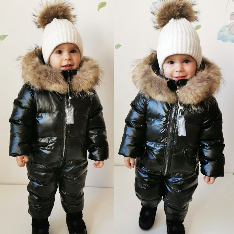 

Down Coat Winter Jumpsuit Overalls for Girls Children Thick Ski Suit Boys Duck Jacket Toddler Baby Snowsuits Outerwear Warm 0-3Y 221201, Silver