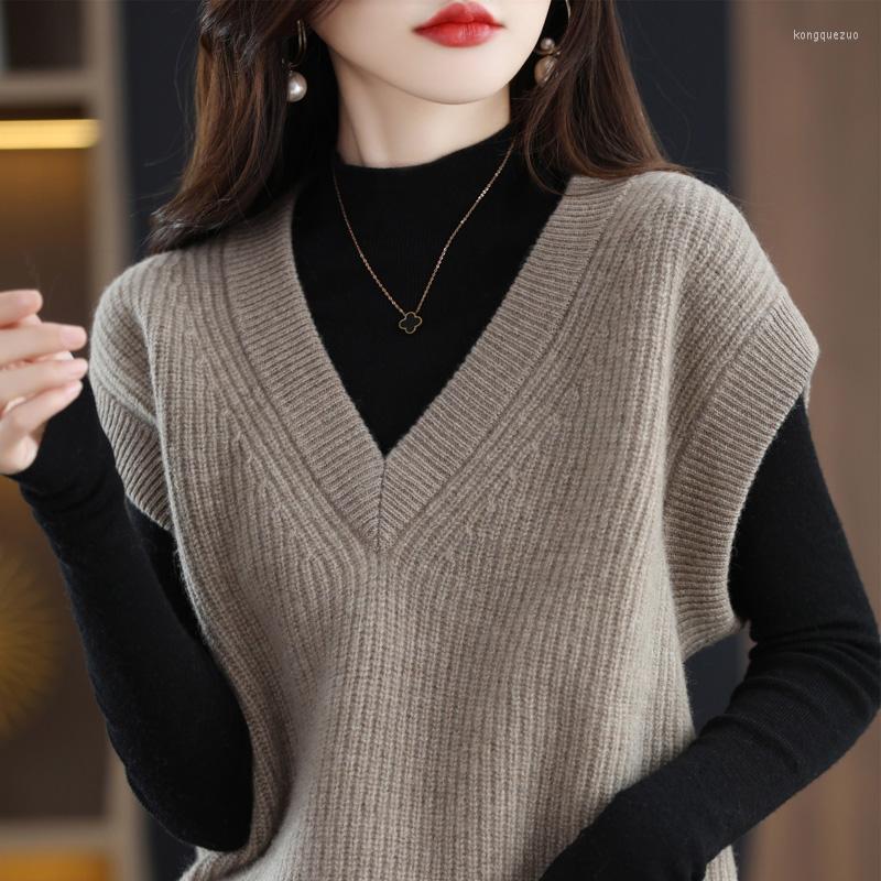 

Women's Vests LONGMING Knit Jackets Sweater Women's Vest Sleeveless Coat Wool V-neck Cashmere Pullover Spring Fashion Top Female, Purple