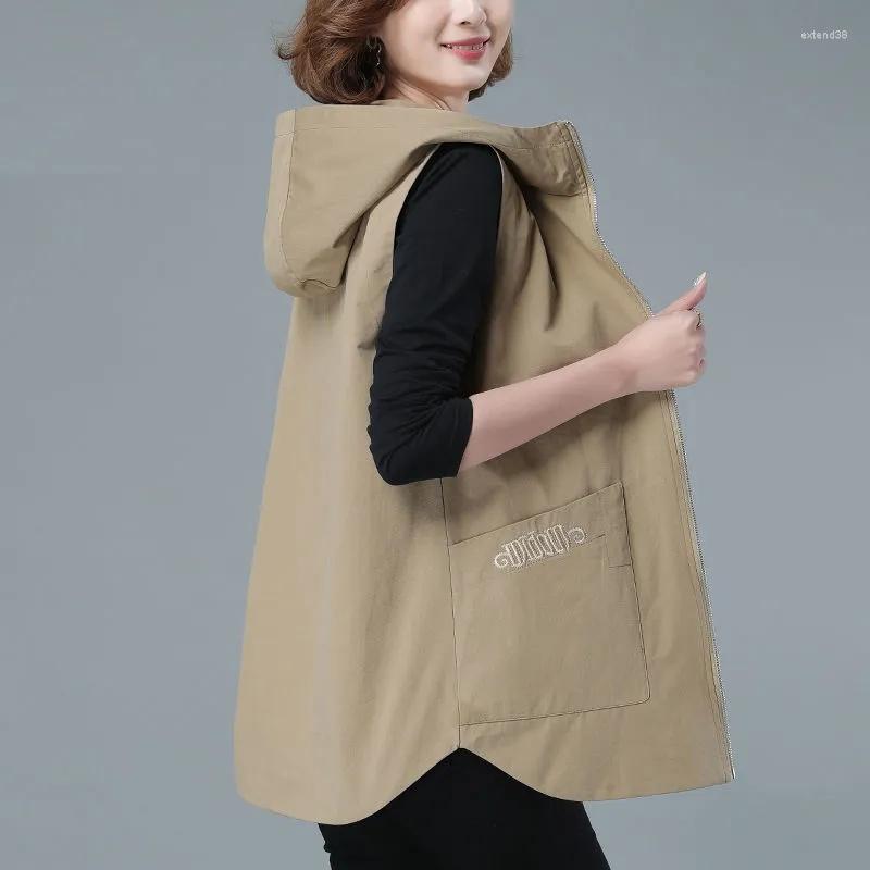

Women's Vests Mid Length Vest Women's Spring And Autumn Dress 2022 Korean Version Slim Fashion Sleeveless Coat Trend M584, Black